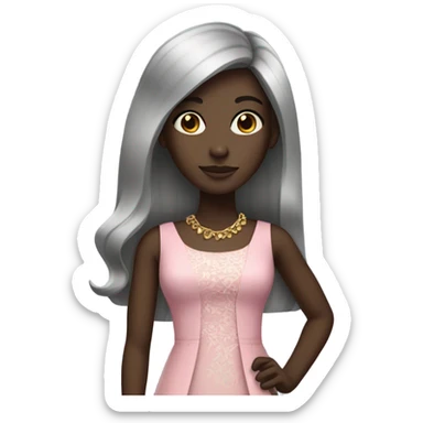 Dark skin girl with fancy clothes and straight hair sticker