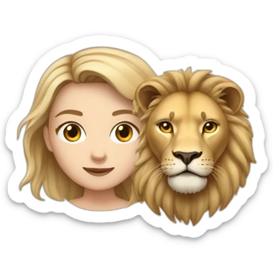 White Girl and lion sticker