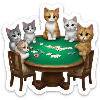Kitties on a poker table sticker
