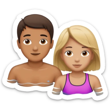 Swimming boy, swimming girl sticker