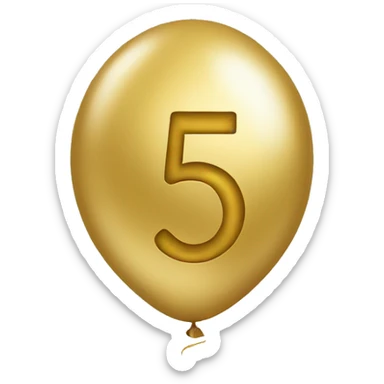Gold balloon number 5 sticker