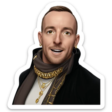 male portrait with jewelry sticker