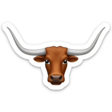 bull, Texas Longhorn with solid brown face, long long long long horns sticker