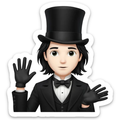Male Goth with Top Hat
 Wavy shoulder-length hair, white skin, black suit and gloves, pale skin tone. sticker