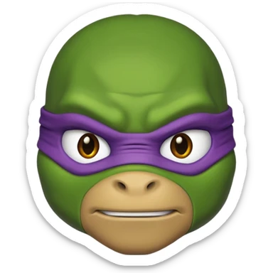 Donatello from Teenage Mutant Ninja Turtles, emoji style, head only, with a determined expression sticker