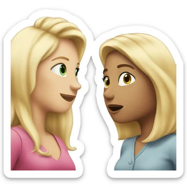 A blond woman talking to another woman with blond hair sticker