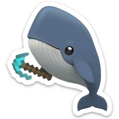 A whale with a minecraft diamond pickaxe sticker