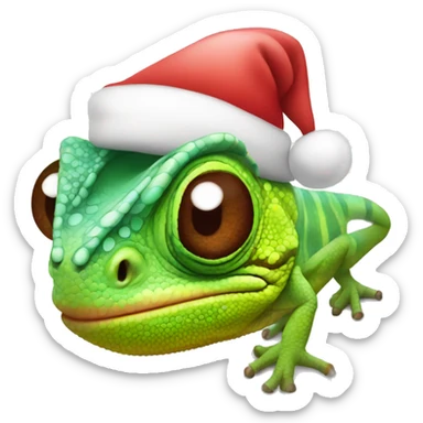 Chameleon wearing a Santa hat sticker
