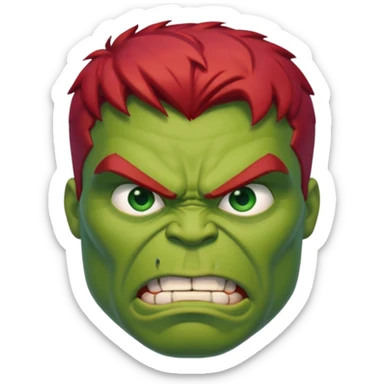 Hulk with red hair  face sticker
