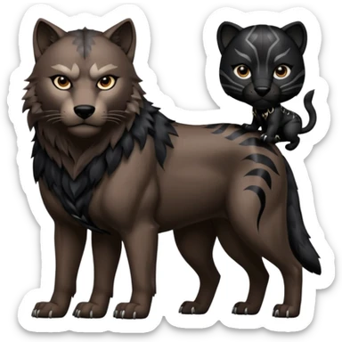 Wolf with black panther animal sticker