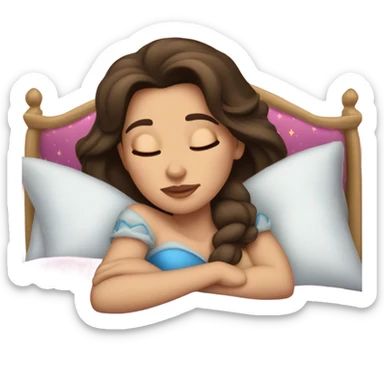 Sleeping brunette beauty princess Disney, bed sticker