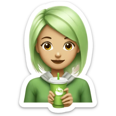 girl drink matcha latte sticker