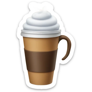 Takeaway coffee cup with steam above sticker