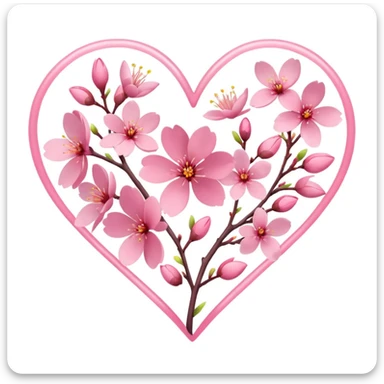 sakura heart with a spring breeze sticker