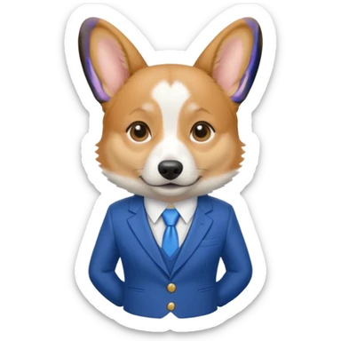 perrita caricatura gorgi gales ejecutiva con ropa celeste sticker