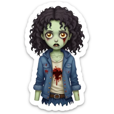 girl zombie with dark curly hair  sticker