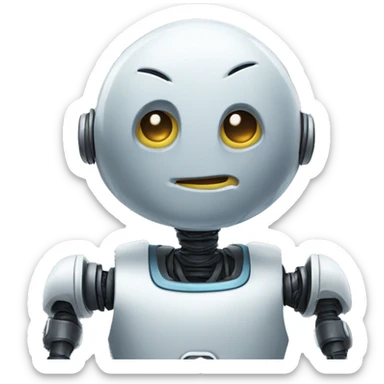 a robot sweating and smiling nervously sticker