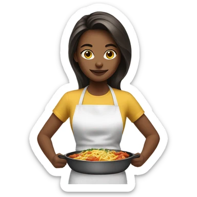 White brunette girl cooking dinner sticker