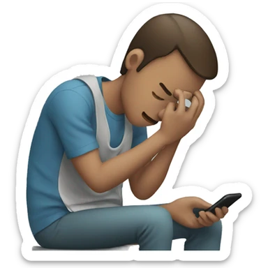 person addicted to phone sticker