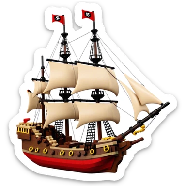Pirate Ship (Toy) - Lego Pirate Ship (Model Year: 2021) (Iconic colour: Brown with red sails) sticker