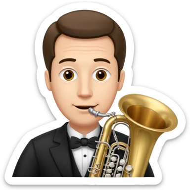 große Tuba, von gltzköpfigen Mann mit grauem Bart gespielt sticker