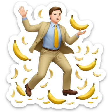 JD Vance with one foot stepping on a single banana peel on the ground, falling backwards sticker