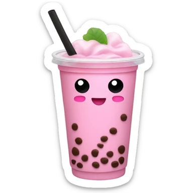 Pink boba tea sticker