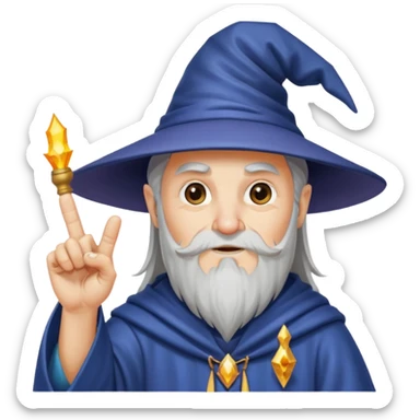 wizard showing middle finger, humorous, bright, no text sticker