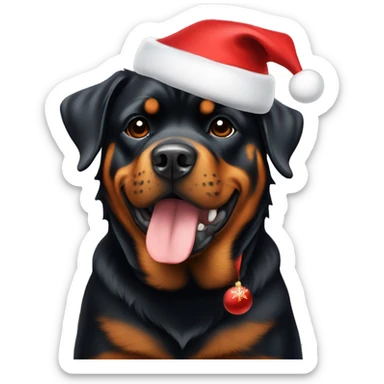 rottweiler with christmas hat sticker