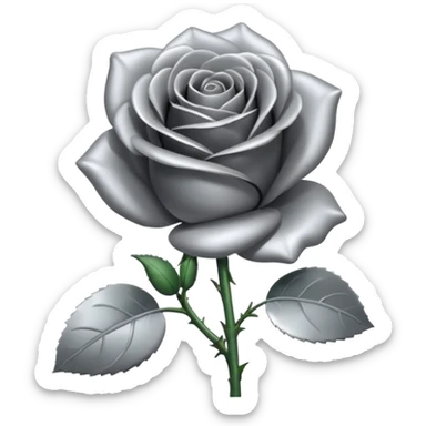 gray metal chrome rose, without green leaves, just flower sticker