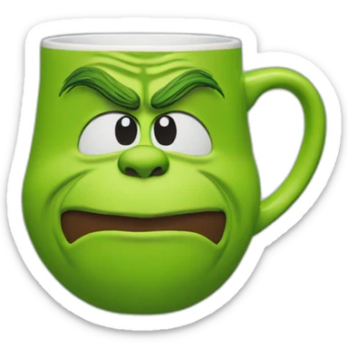 Grinch face shaped mug sticker