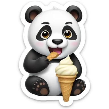 Panda eating ice cream sticker