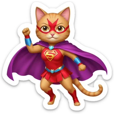 female superhero cat sticker