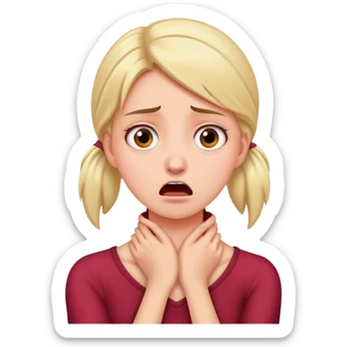 girl holding her neck strangling herself  sticker