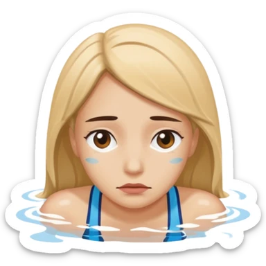 a sad woman swimming by herself sticker