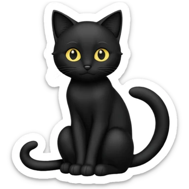 Chat noir peinture mignon assise peinture sticker