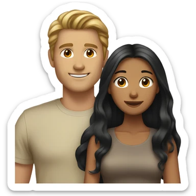 couple that is girl black long hair and tan skin and light brown haired white guy sticker