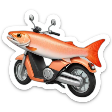 Salmon on a moped sticker