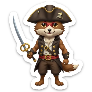 Pirate wolf full body  sticker