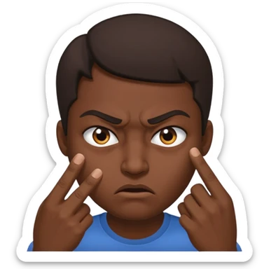 Tête en colère avec les doigts devant les yeux qui surrveille sticker