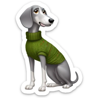 Full body Grey hound dog wearing a turtle neck sweater sticker
