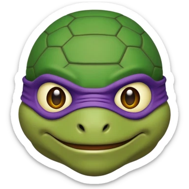 Donatello from Teenage Mutant Ninja Turtles, emoji style, with a shell detail sticker