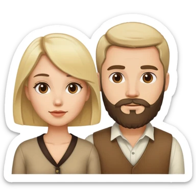 Blonde man with beard and brunette woman with bob sticker
