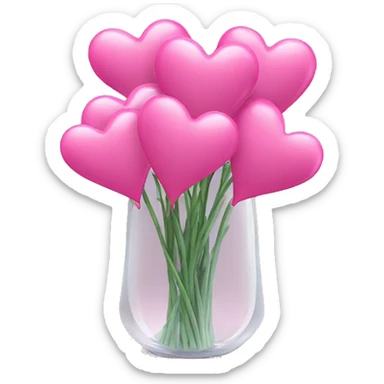 10000000 huge pink hearts on stems in a clear glass vase sticker