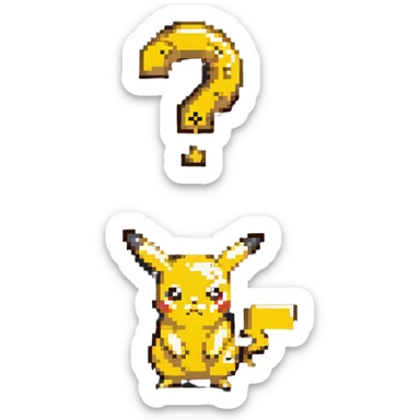 confused Pikachu with question mark sticker