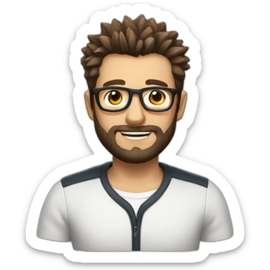 handsome men with spectacles and beard, spikey hair, victory sign memoji sticker