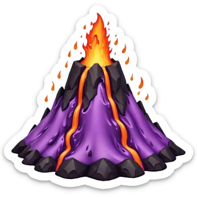A volcano errupting woth pure purple lava sticker
