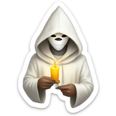 White pointy hooded man with mask holding candle sticker