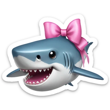 A shark with a pink bow  sticker