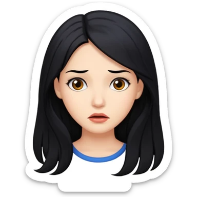 A beautiful woman with long, black hair looked puzzled. sticker